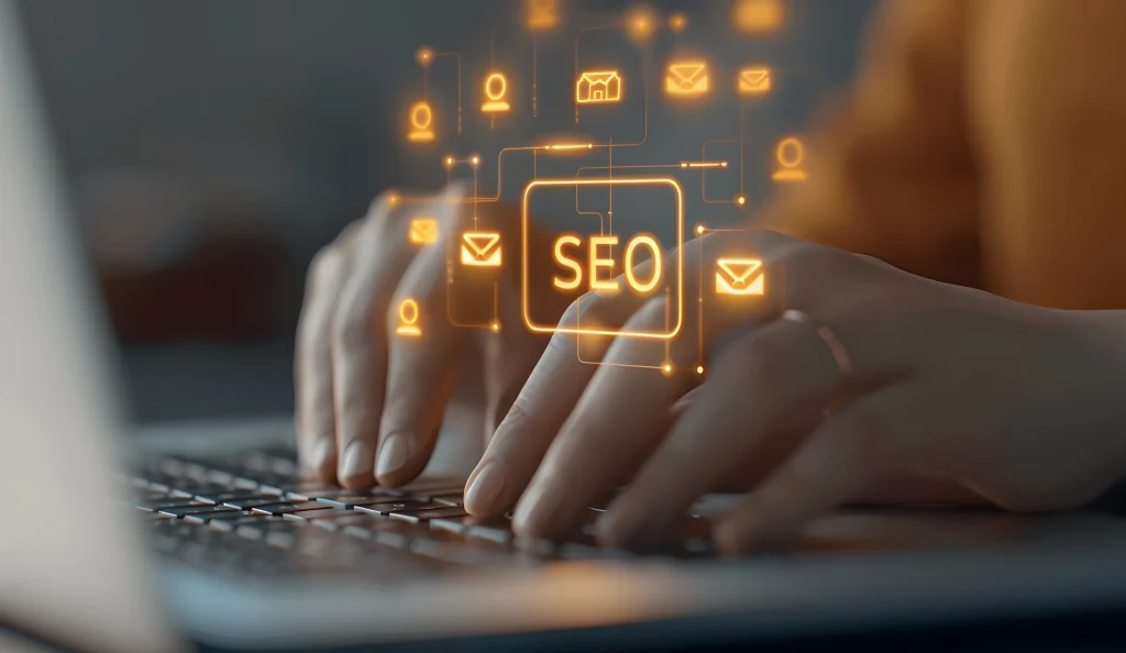 How an Expert SEO Dubai Optimizes Images to Improve Website Visibility Expert SEO Dubai professional optimizing website images on a laptop