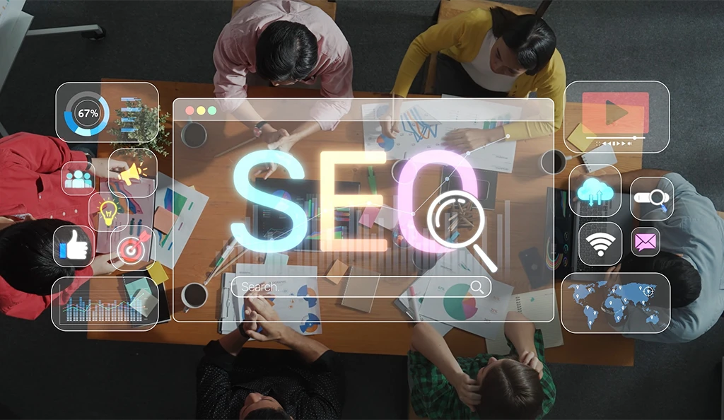 SEO Specialist Dubai analysing SEO performance charts and website optimization data